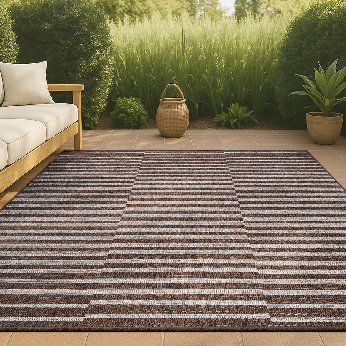 Fatima Sukie Offset Stripe Indoor/Outdoor Area Rug