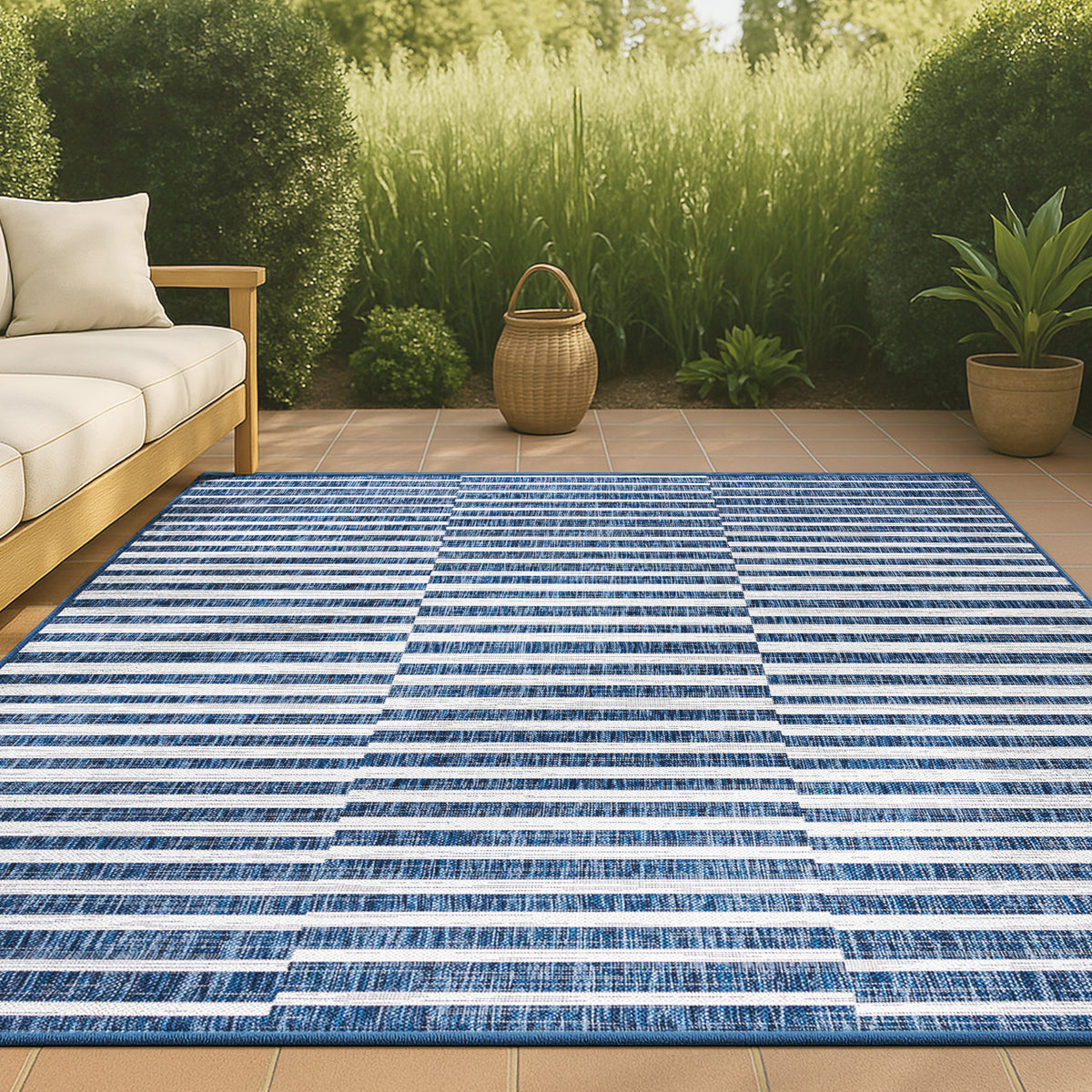 Fatima Sukie Offset Stripe Indoor/Outdoor Area Rug