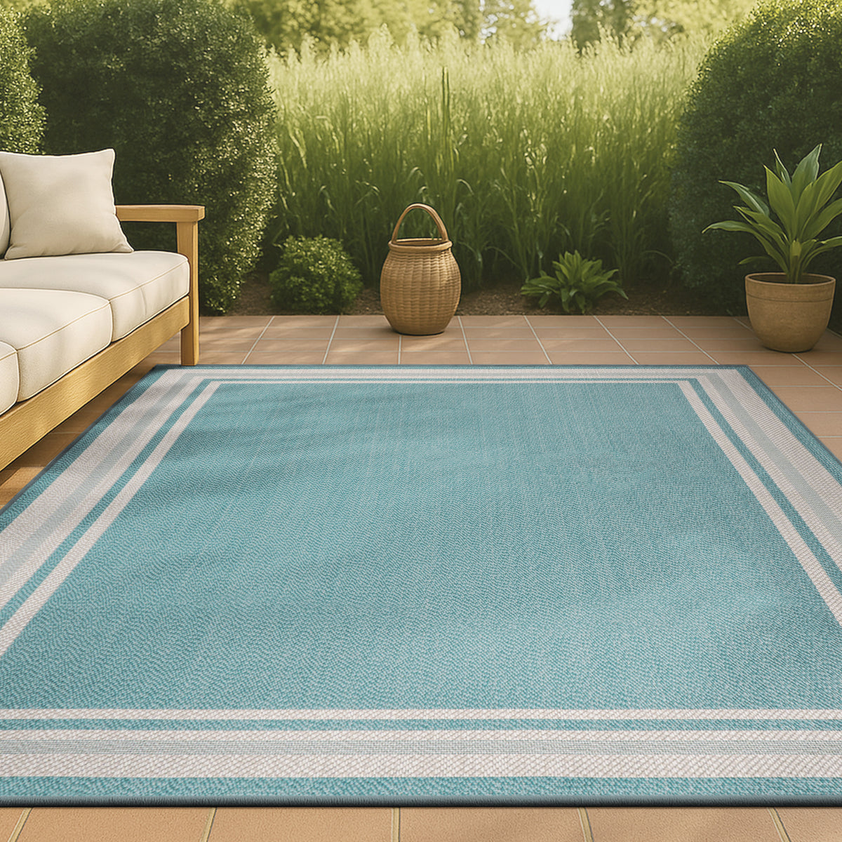 Mae Modern Border Stripe Indoor/outdoor Area Rug