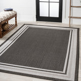 Mae Modern Border Stripe Indoor/outdoor Area Rug