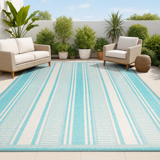 Gibson Modern Double Stripe Indoor/outdoor Area Rug