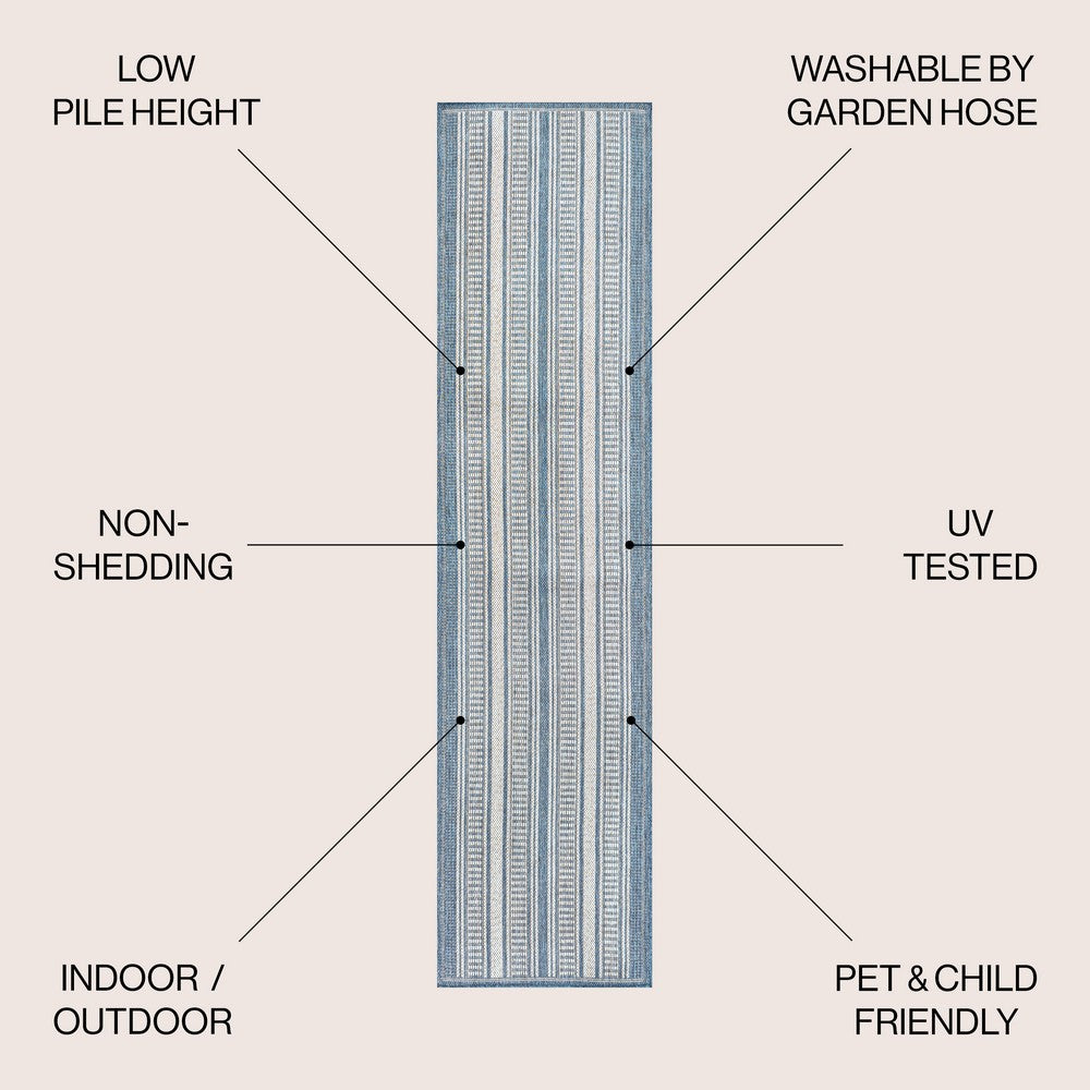 Gibson Modern Double Stripe Indoor/outdoor Area Rug
