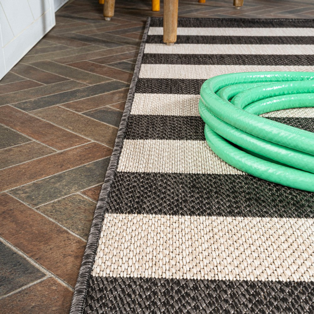 Amos Two-tone Wide Stripe Indoor/outdoor Area Rug