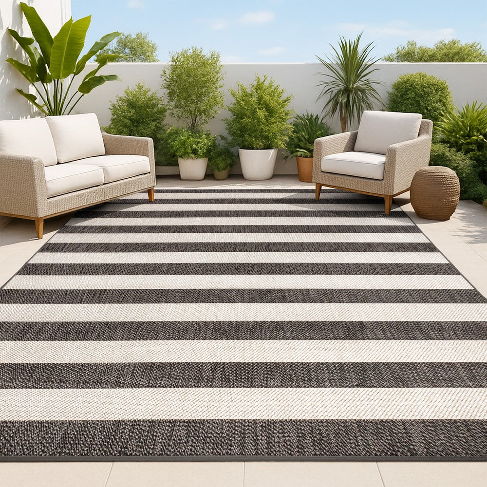 Amos Two-tone Wide Stripe Indoor/outdoor Area Rug