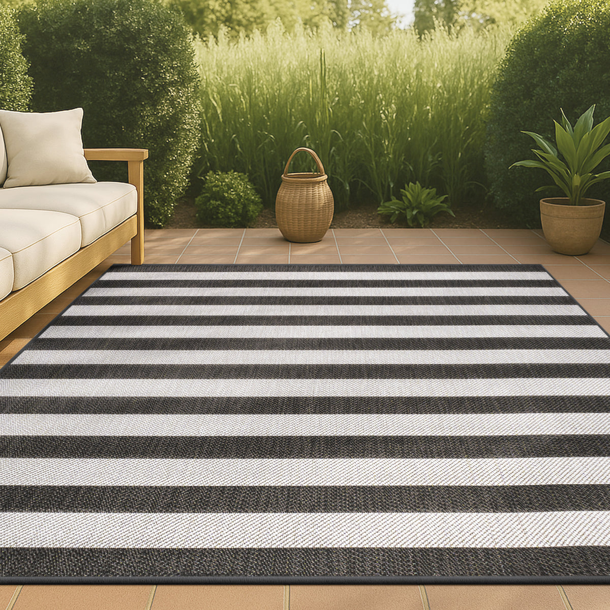 Amos Two-tone Wide Stripe Indoor/outdoor Area Rug