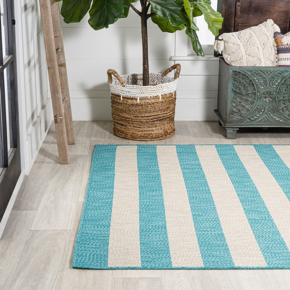 Amos Two-tone Wide Stripe Indoor/outdoor Area Rug