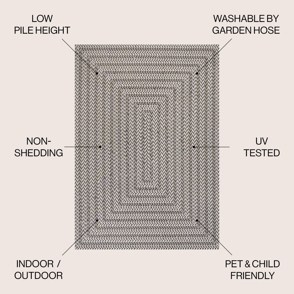 Ortega Modern Concentric Squares Indoor/outdoor Area Rug