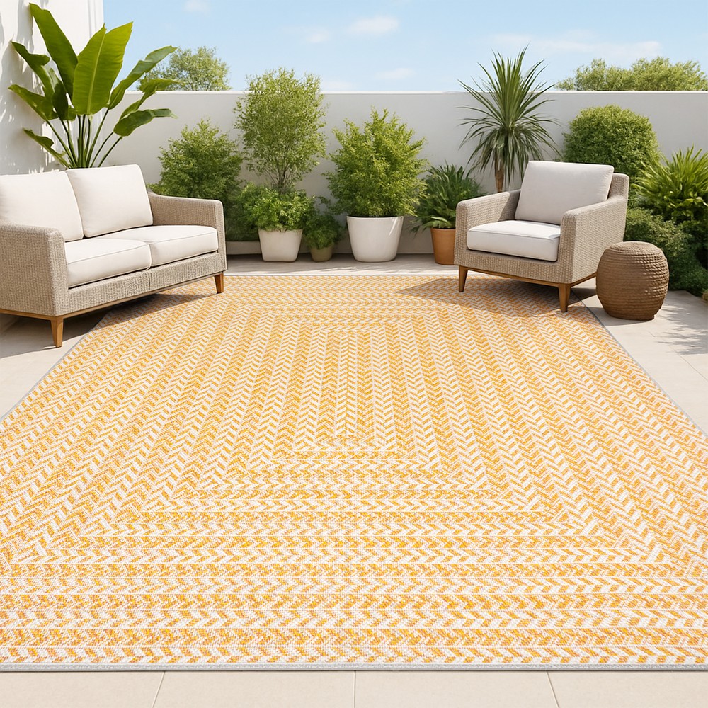 Ortega Modern Concentric Squares Indoor/outdoor Area Rug