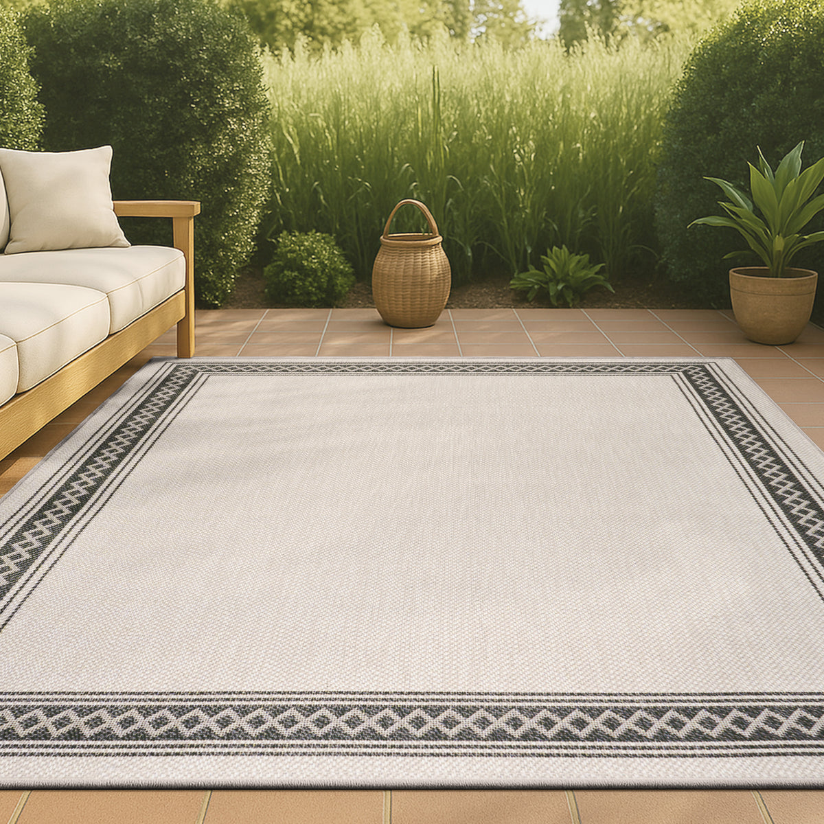Kristine Classic Diamond Border Indoor/outdoor Area Rug