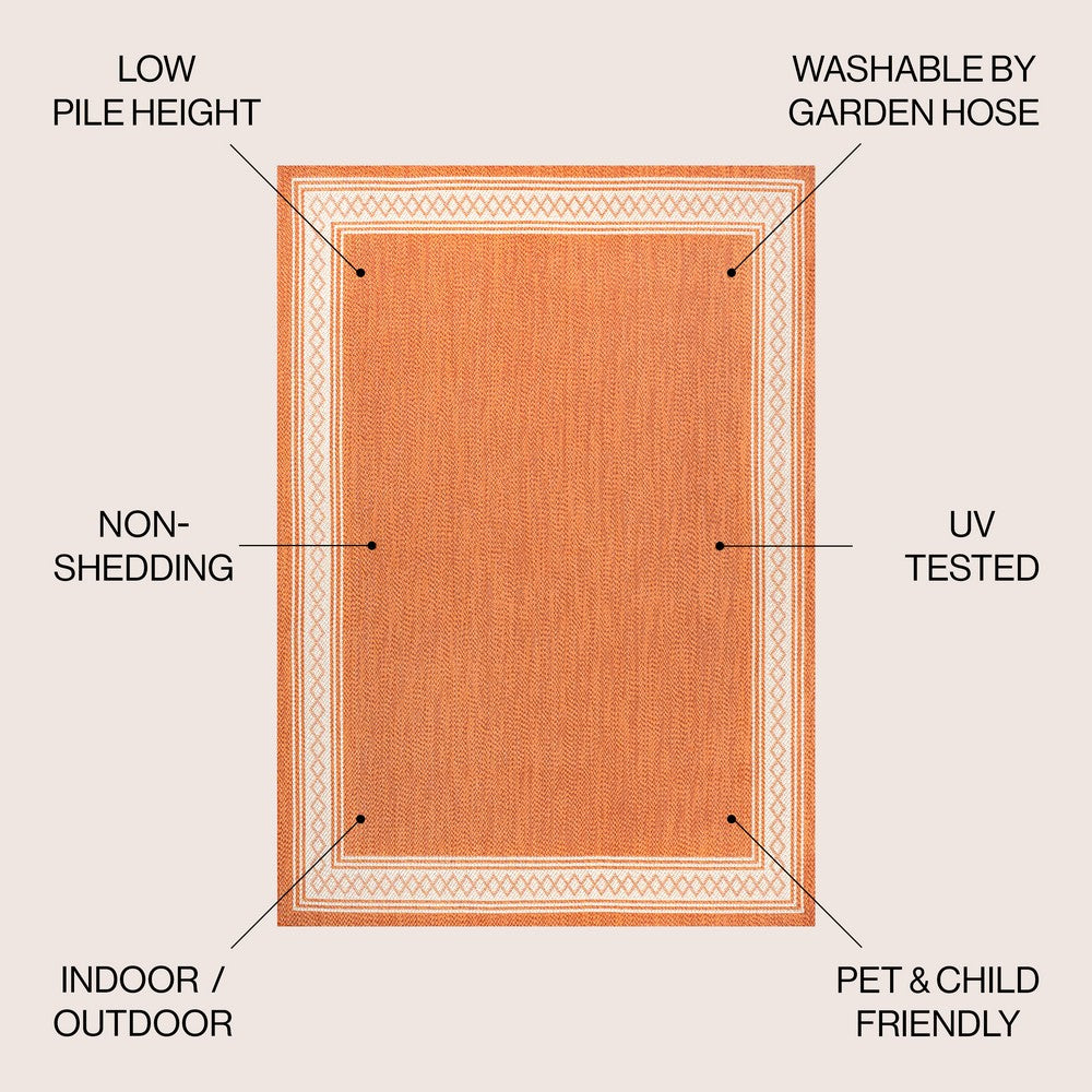 Kristine Classic Diamond Border Indoor/outdoor Area Rug
