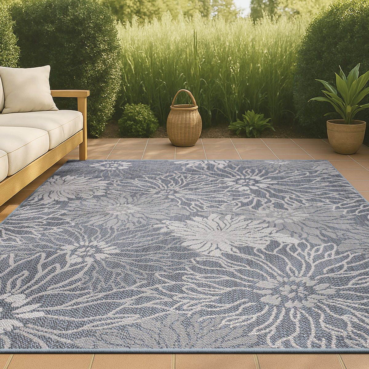 Cain Modern All-over Floral Indoor/outdoor Area Rug