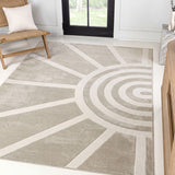 Nordic MidCentury Scandinavian Abstract Sun Two-Tone High-Low Area Rug