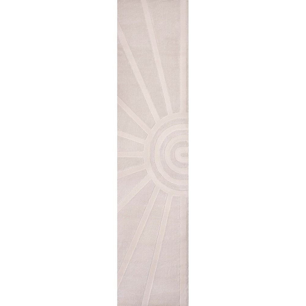 Nordic MidCentury Scandinavian Abstract Sun Two-Tone High-Low Area Rug