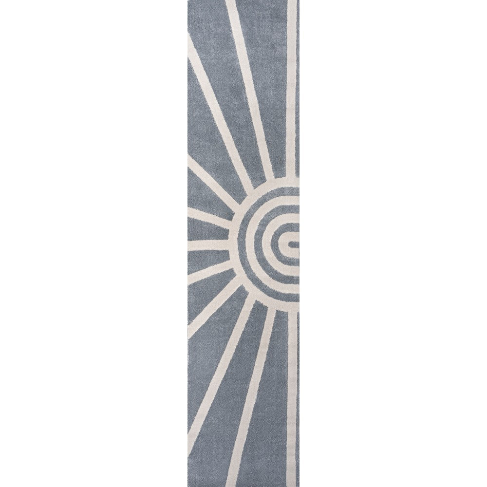 Nordic MidCentury Scandinavian Abstract Sun Two-Tone High-Low Area Rug