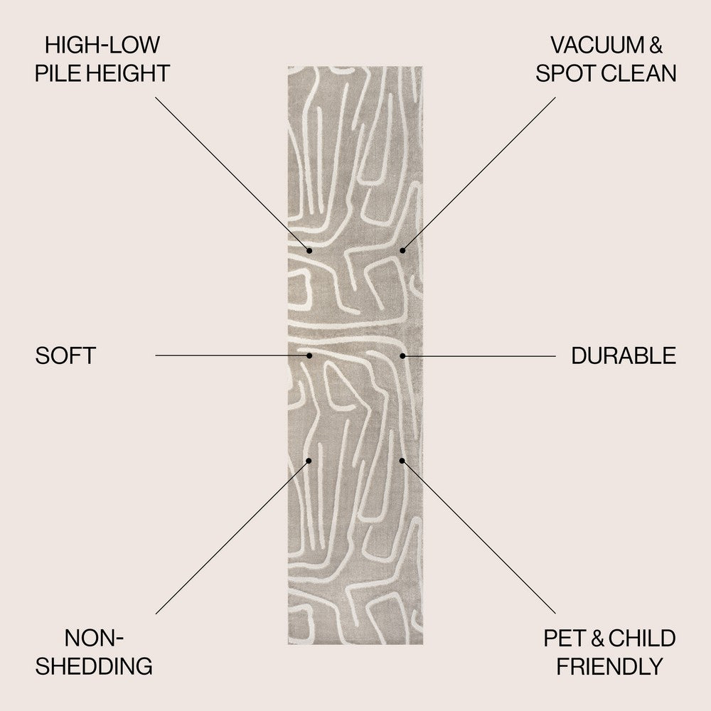 Nourison Modern Scandinavian Graphic Lines High-Low Area Rug