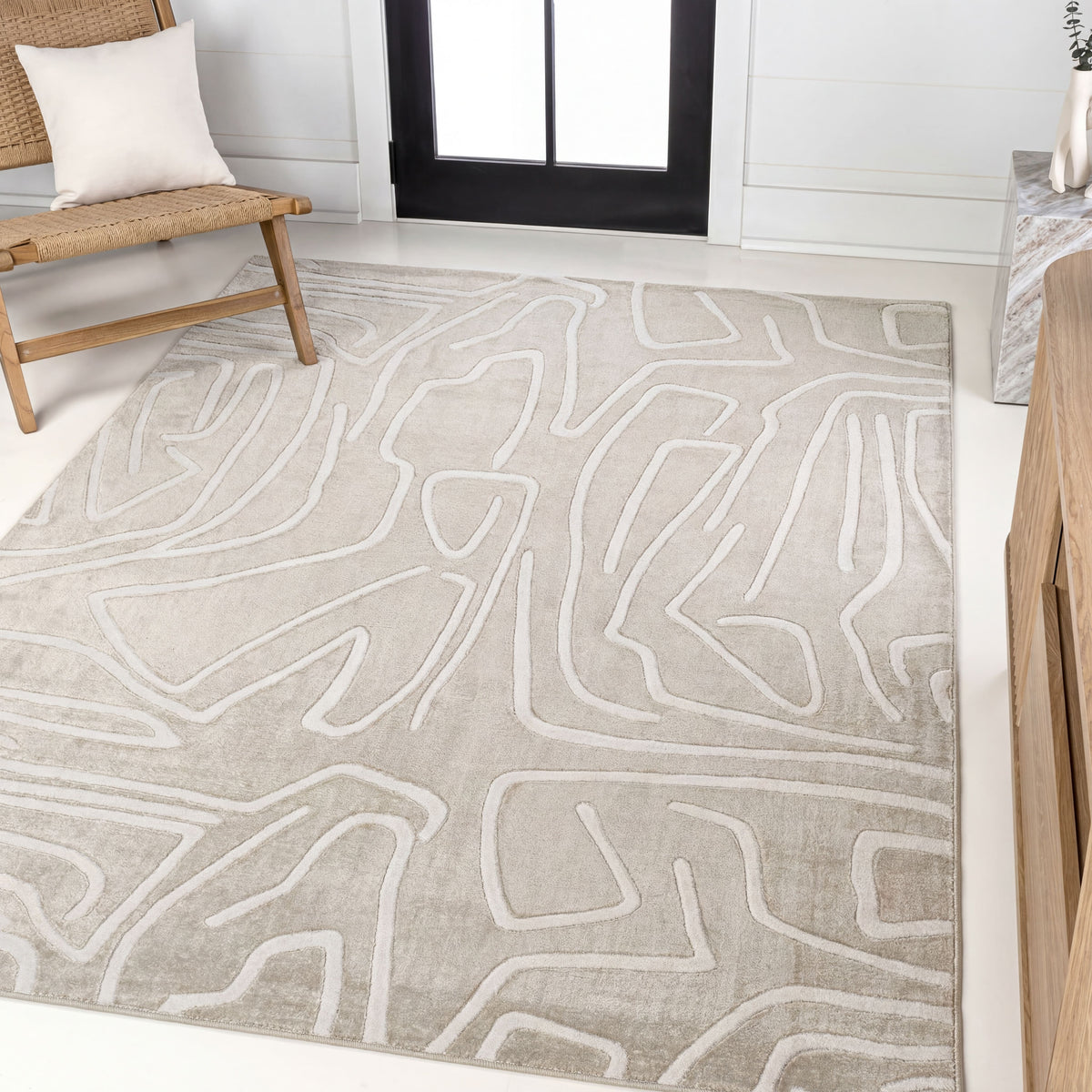 Nourison Modern Scandinavian Graphic Lines High-Low Area Rug