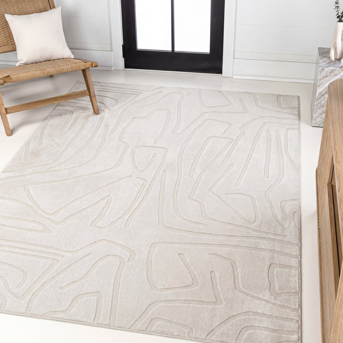 Nourison Modern Scandinavian Graphic Lines High-Low Area Rug