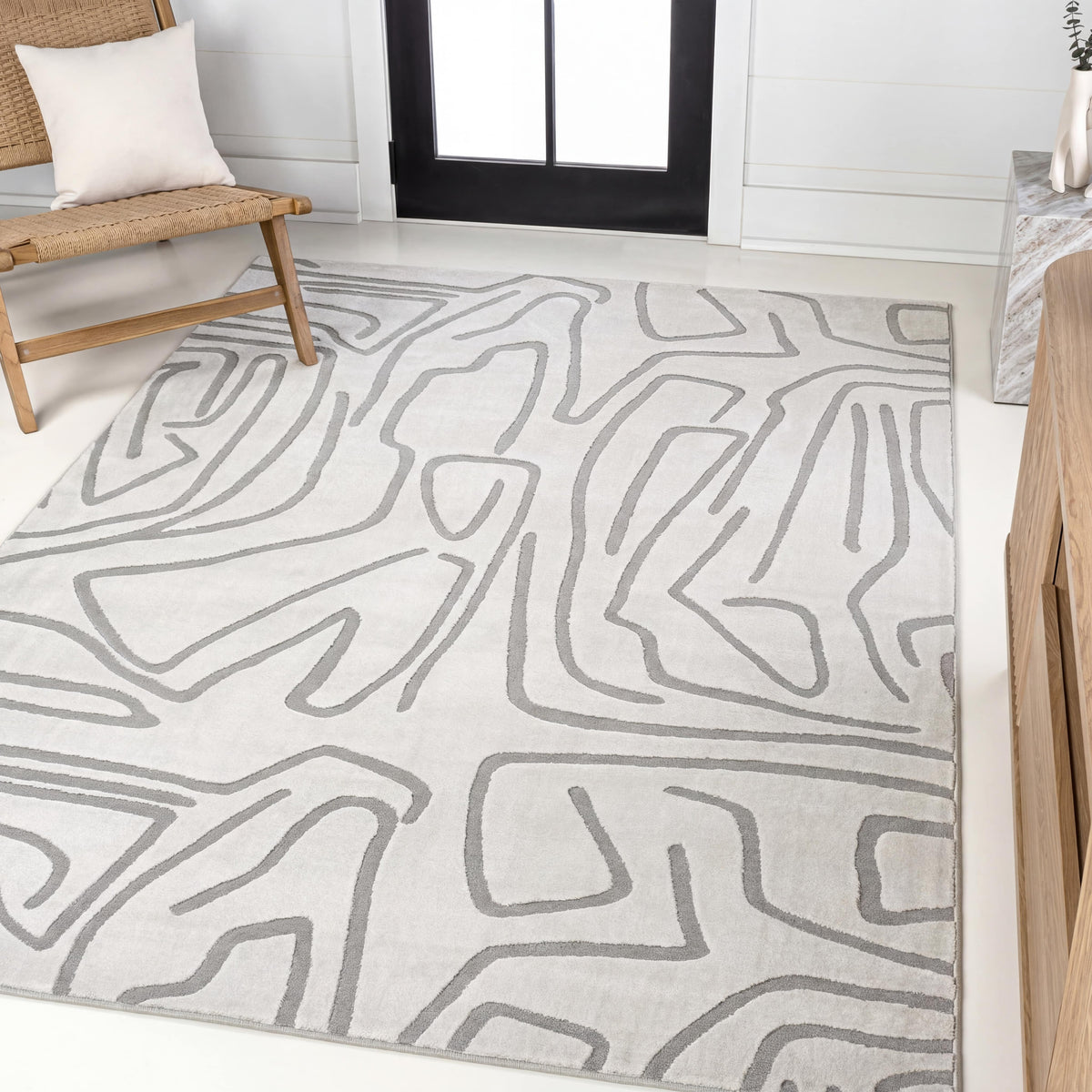Nourison Modern Scandinavian Graphic Lines High-Low Area Rug