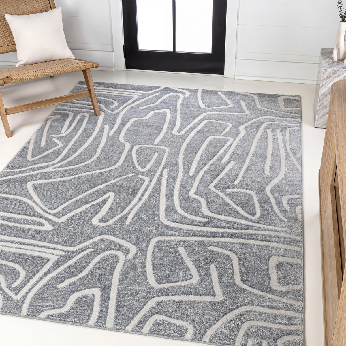 Nourison Modern Scandinavian Graphic Lines High-Low Area Rug