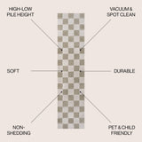 Hand Modern Geometric Checkerboard High-Low Area Rug
