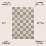 Hand Modern Geometric Checkerboard High-Low Area Rug