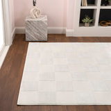Hand Modern Geometric Checkerboard High-Low Area Rug
