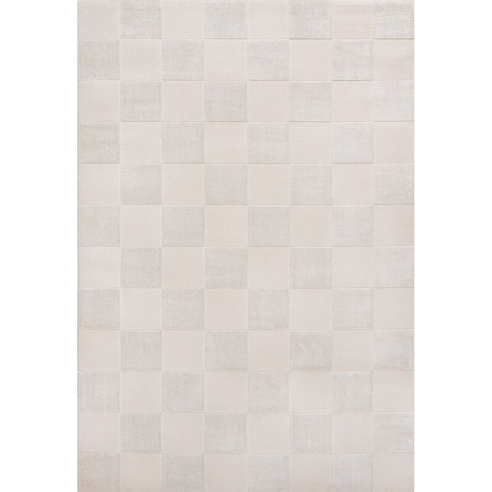 Hand Modern Geometric Checkerboard High-Low Area Rug