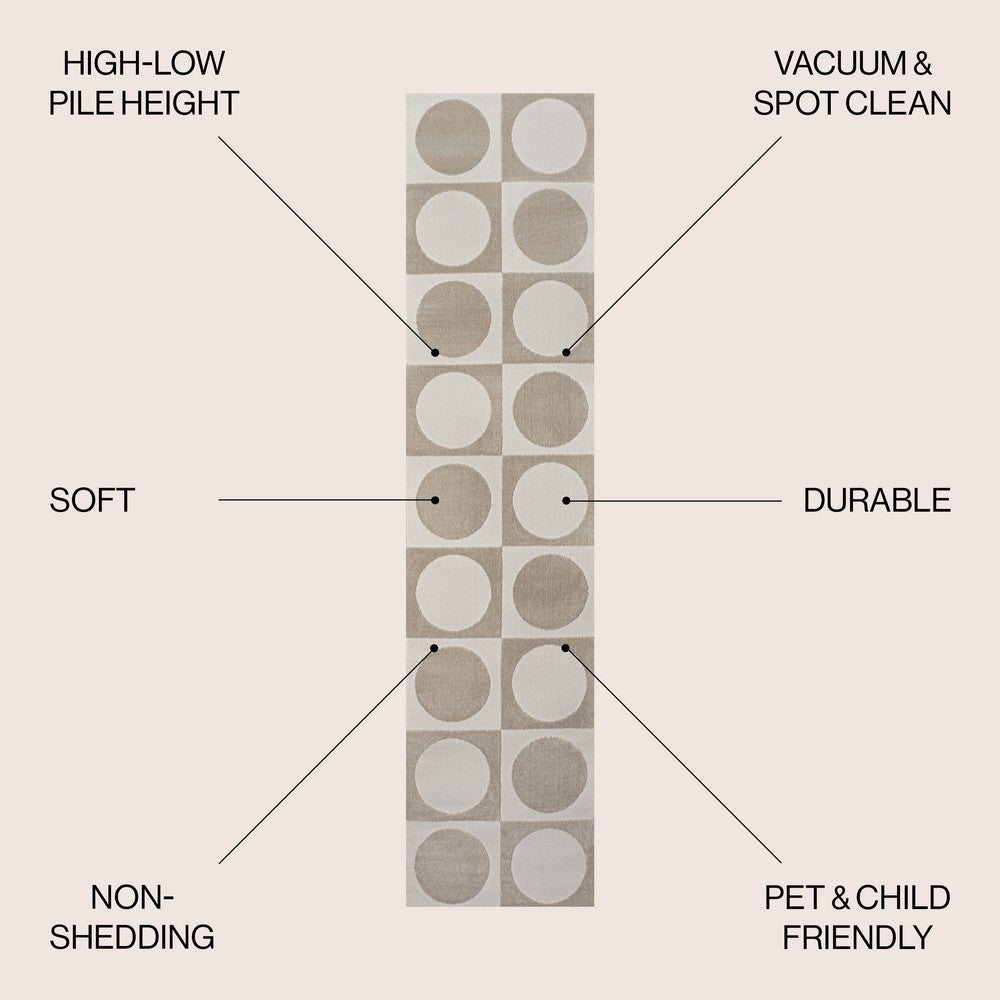 Geometric Modern Geometric Circles In Squares High-Low Area Rug