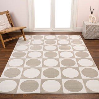 Geometric Modern Geometric Circles In Squares High-Low Area Rug