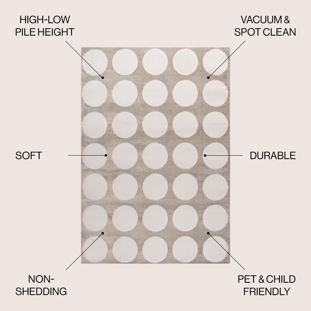 Dylan Modern Geometric Circle Dot High-Low Area Rug