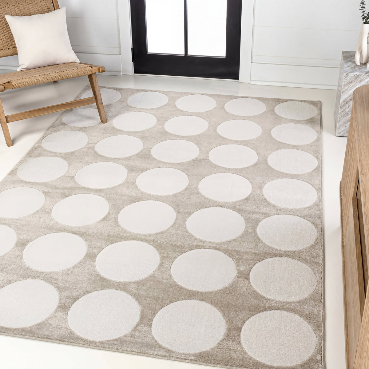 Dylan Modern Geometric Circle Dot High-Low Area Rug