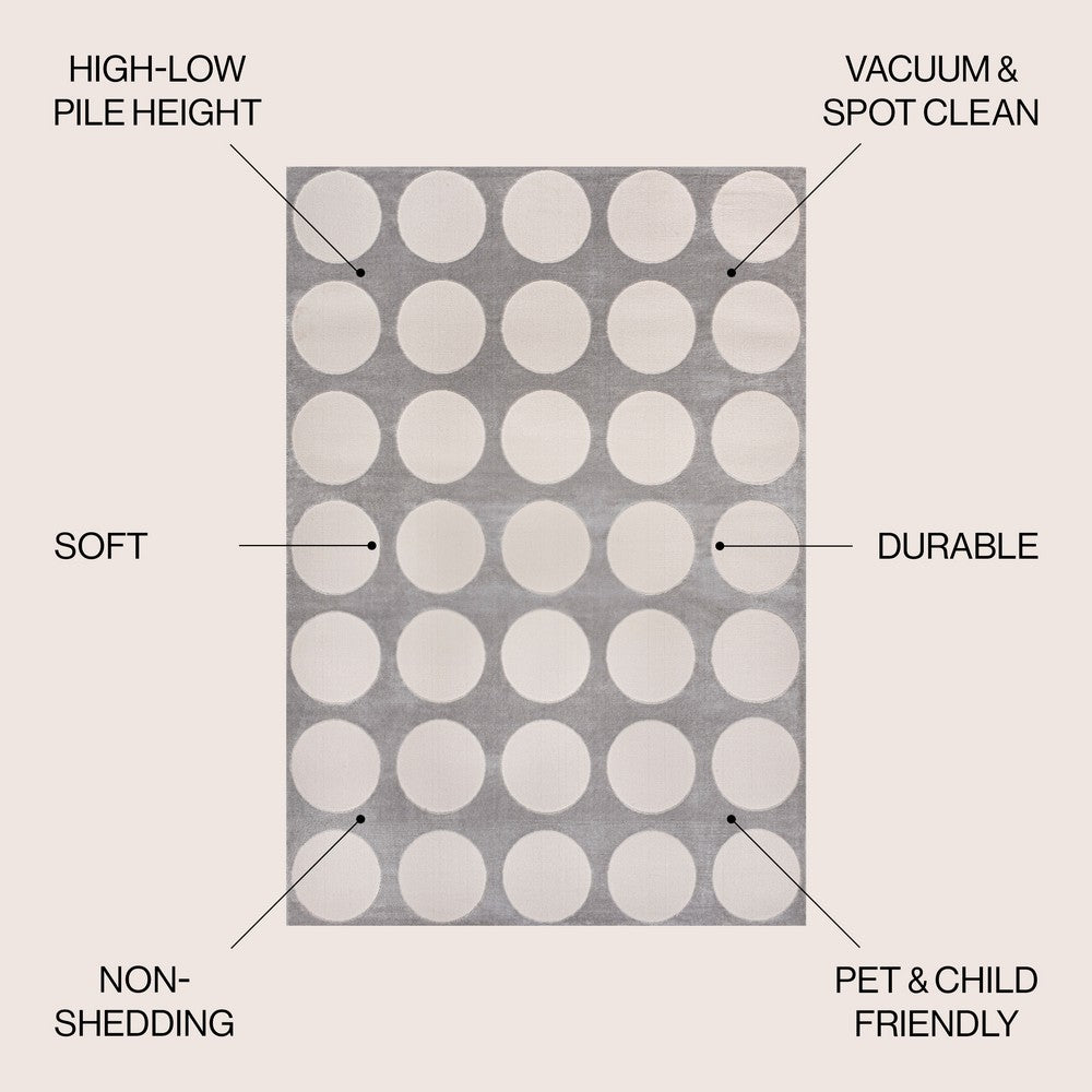Dylan Modern Geometric Circle Dot High-Low Area Rug