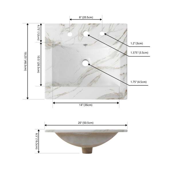 Dimension Image White Marble Effect / 20