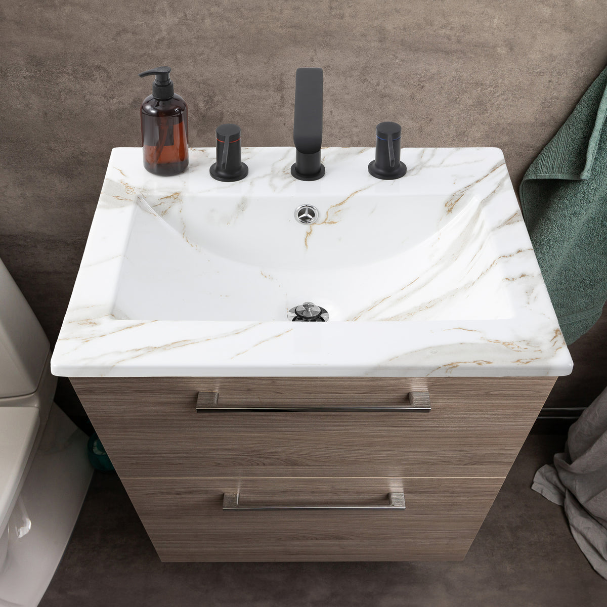 Ceramic Rectangular Ceramic Single Sink Basin Vanity Top