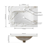 Ceramic Rectangular Ceramic Single Sink Basin Vanity Top