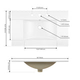 Ceramic Rectangular Ceramic Single Sink Basin Vanity Top