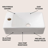 Aurora 15 in. W x 8 in. D Modern Wall Mounted Rectangular Ceramic Mini Sink