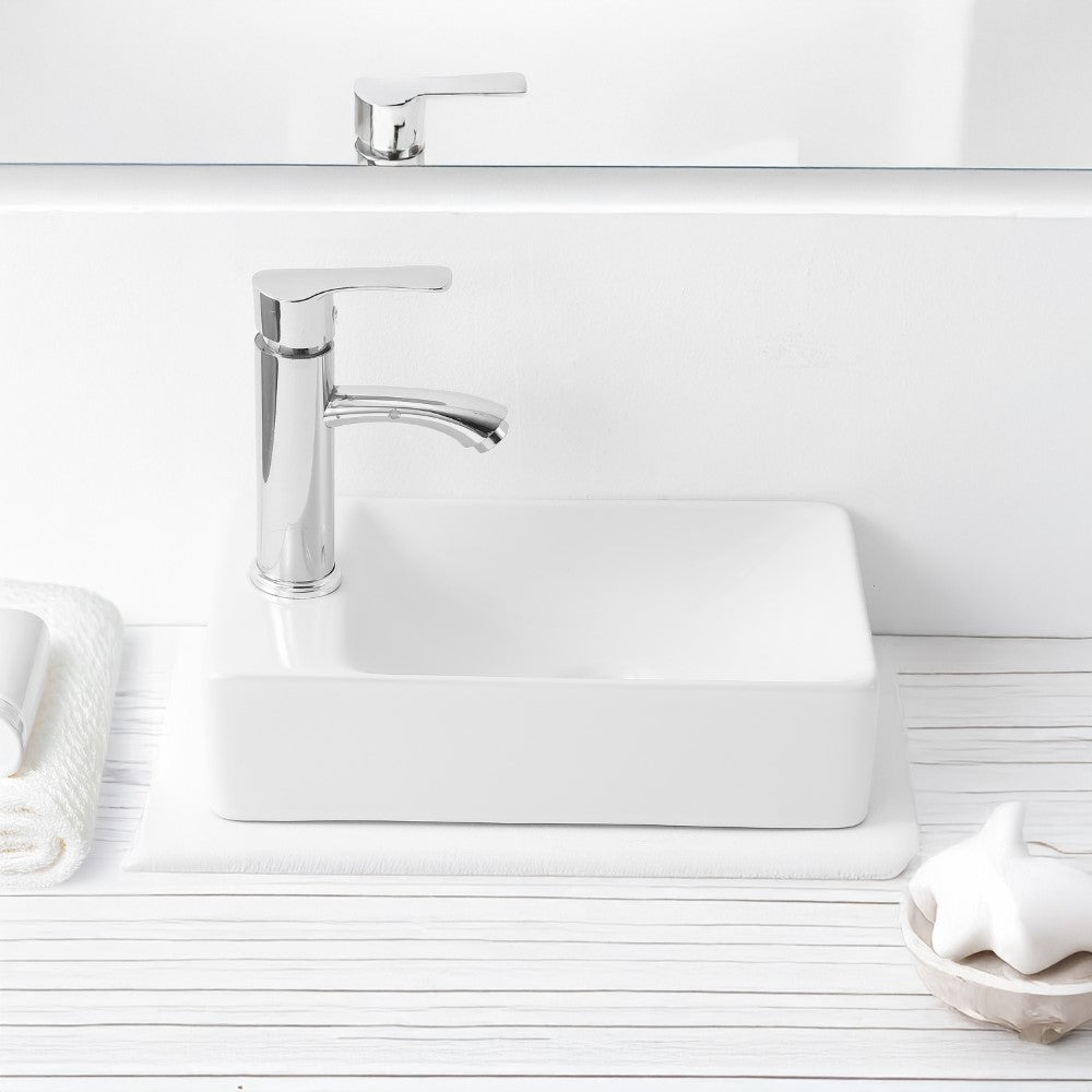 Aurora 15 in. W x 8 in. D Modern Wall Mounted Rectangular Ceramic Mini Sink