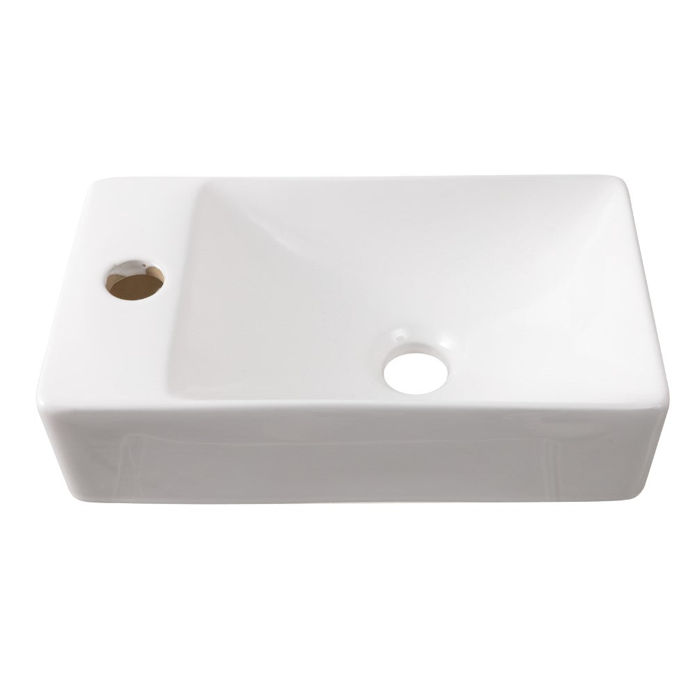Aurora 15 in. W x 8 in. D Modern Wall Mounted Rectangular Ceramic Mini Sink