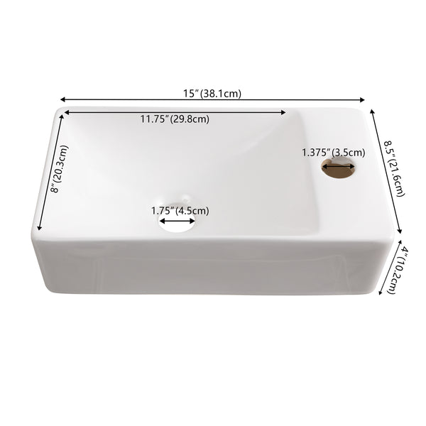 Dimension Image White / Right-Side Faucet