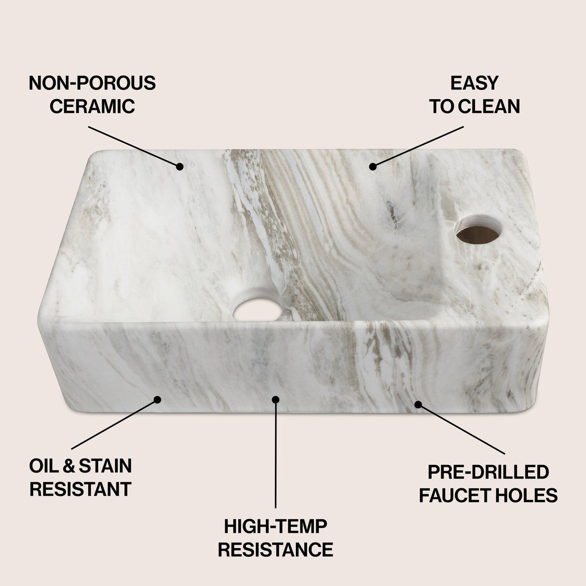 Aurora 15 in. W x 8 in. D Modern Wall Mounted Rectangular Ceramic Mini Sink