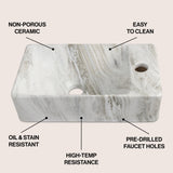 Aurora 15 in. W x 8 in. D Modern Wall Mounted Rectangular Ceramic Mini Sink