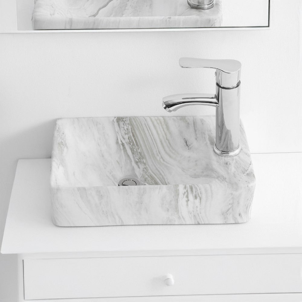 Aurora 15 in. W x 8 in. D Modern Wall Mounted Rectangular Ceramic Mini Sink