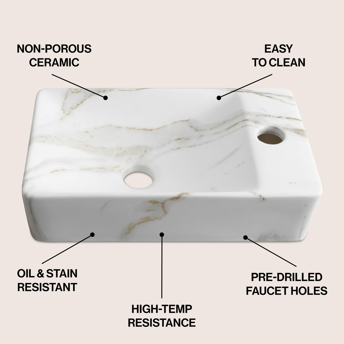 Aurora 15 in. W x 8 in. D Modern Wall Mounted Rectangular Ceramic Mini Sink