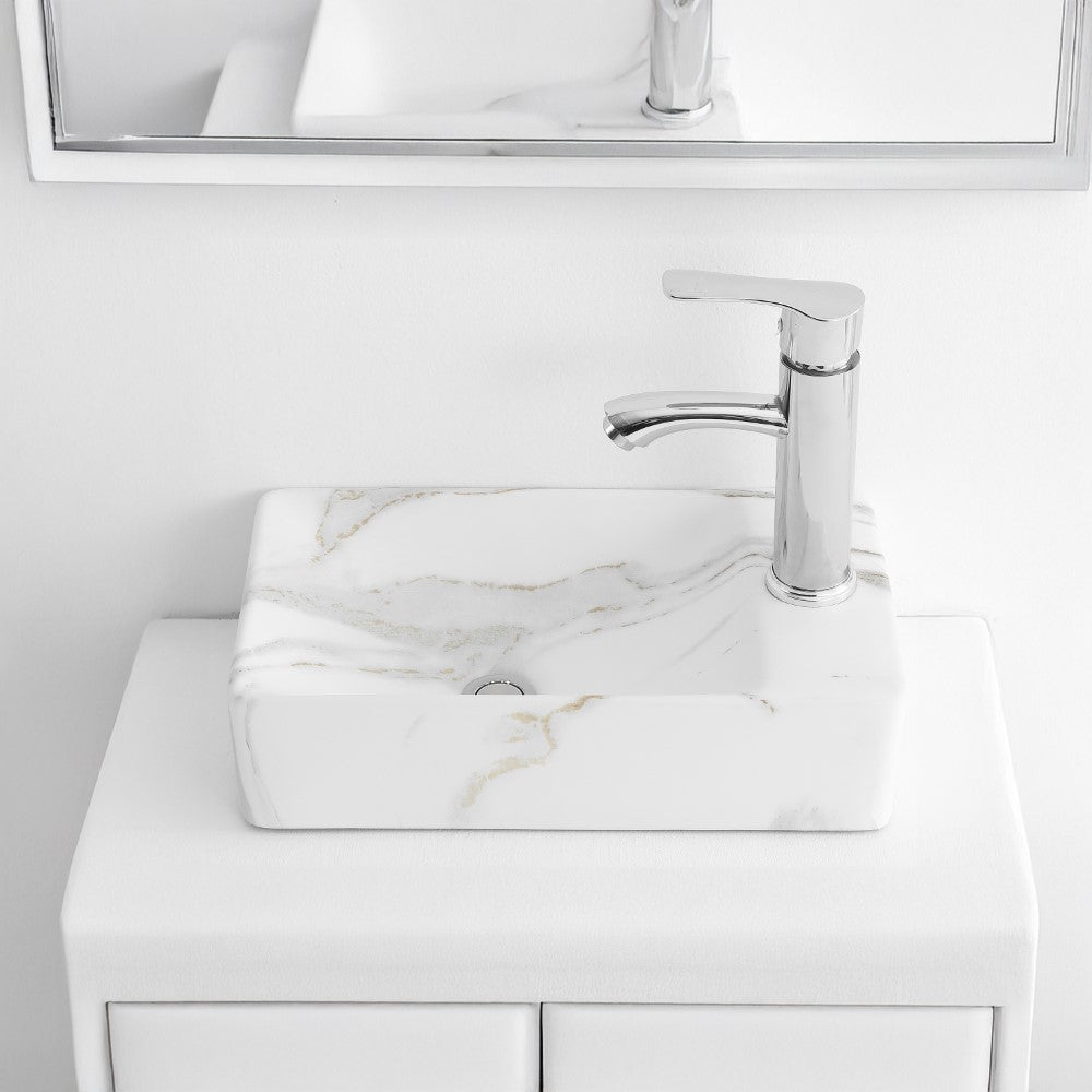 Aurora 15 in. W x 8 in. D Modern Wall Mounted Rectangular Ceramic Mini Sink
