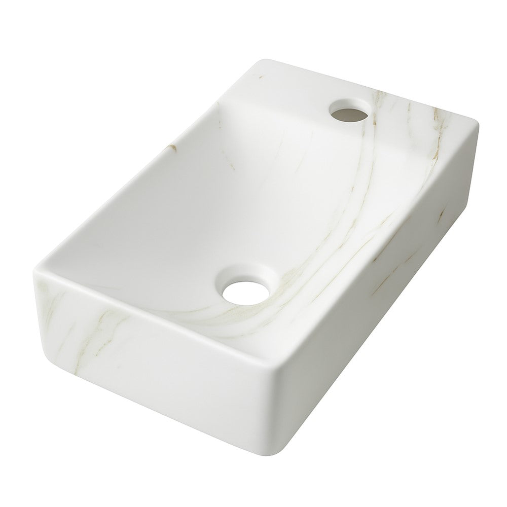 Aurora 15 in. W x 8 in. D Modern Wall Mounted Rectangular Ceramic Mini Sink