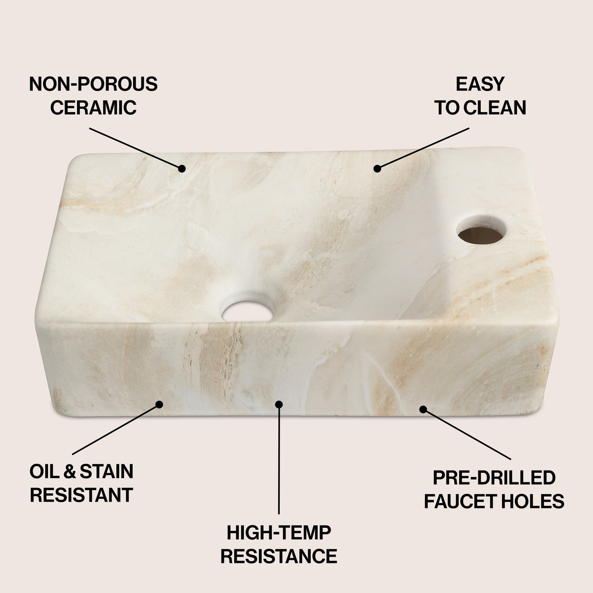 Aurora 15 in. W x 8 in. D Modern Wall Mounted Rectangular Ceramic Mini Sink