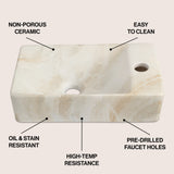 Aurora 15 in. W x 8 in. D Modern Wall Mounted Rectangular Ceramic Mini Sink