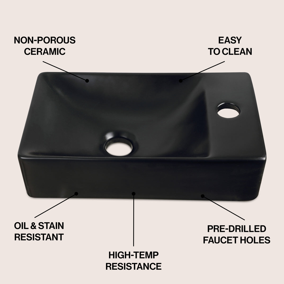 Aurora 15 in. W x 8 in. D Modern Wall Mounted Rectangular Ceramic Mini Sink