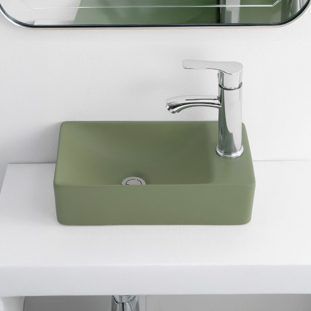 Aurora 15 in. W x 8 in. D Modern Wall Mounted Rectangular Ceramic Mini Sink